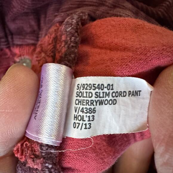 Athleta slim cord pant Corduroy Women Sz 0 Burgundy Cherrywood Holiday cords - Picture 7 of 15